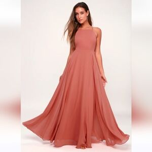 Lulus Rusty Rose Maxi Bridesmaid Dress